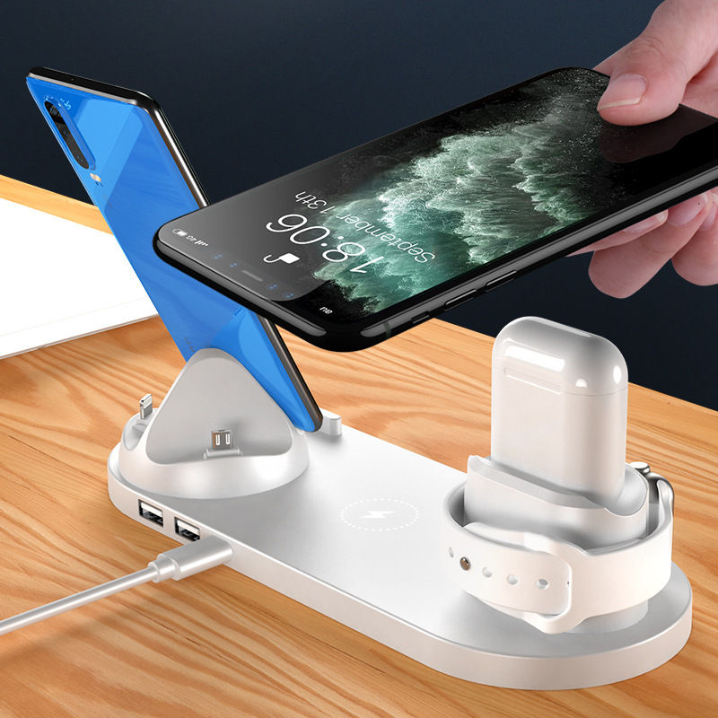 Station de charge sans fil 6-en-1 – Chargeur rapide pour iPhone, téléphone et montre connectée – Image 3